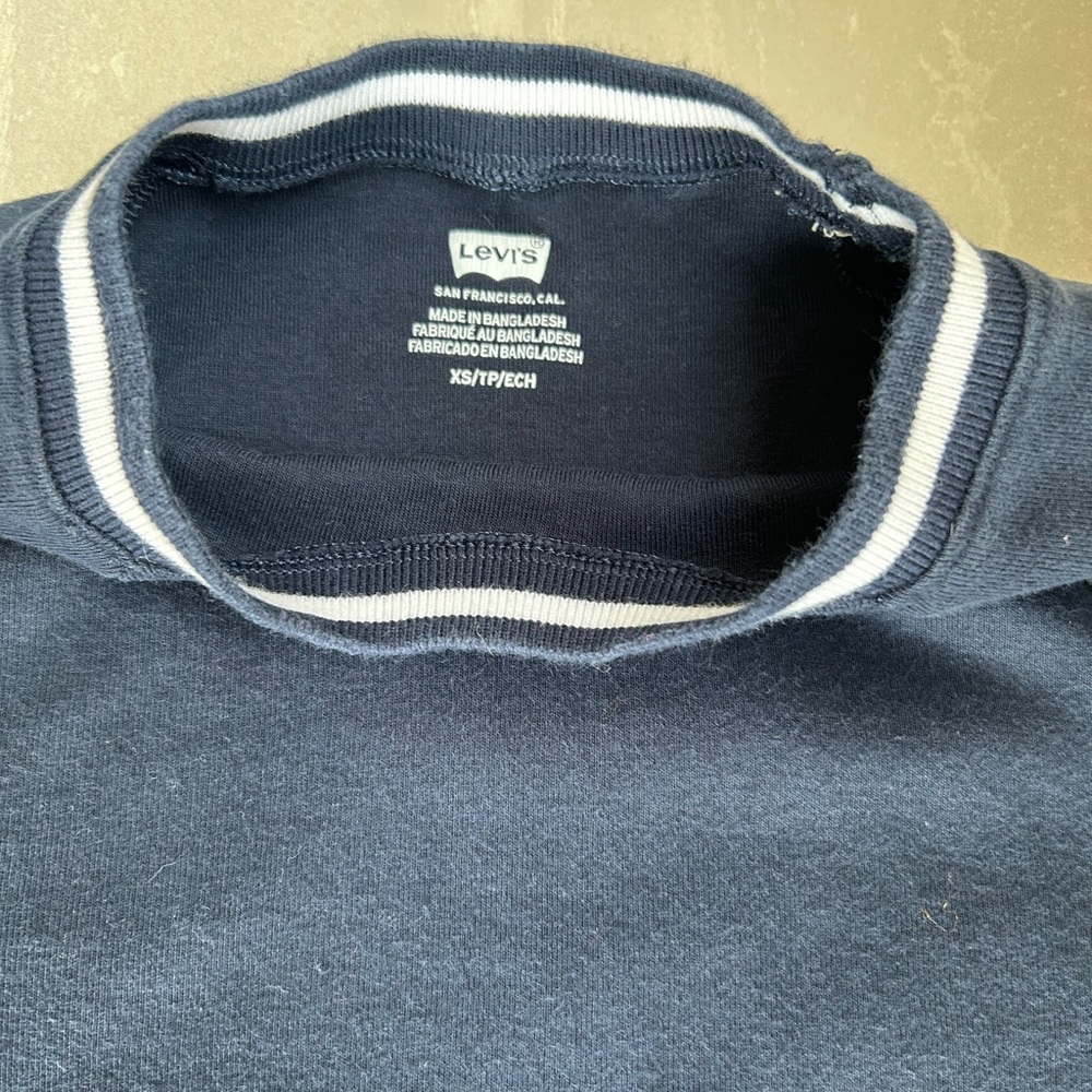 Levi's Dark Blue Sweater with White Accents 100%Cotton - Picture 2 of 6